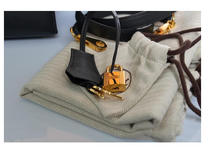 Hermès Hermes, sac Kelly II sellier 28 epsom 89 black Nero D'oro - vista 10