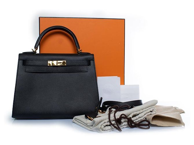 Hermès Hermes, sac Kelly II sellier 28 epsom 89 black Nero D'oro - vista 4