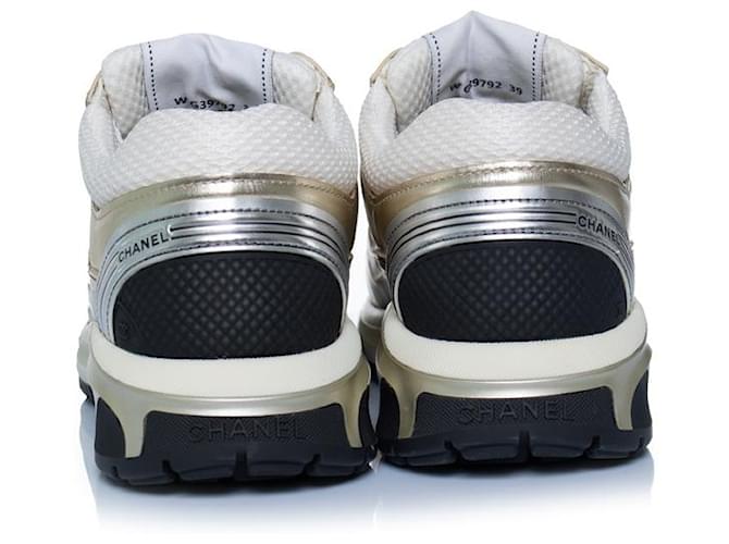 Chanel, CC runner in oro e argento con mesh Bianco D'oro - vista 3