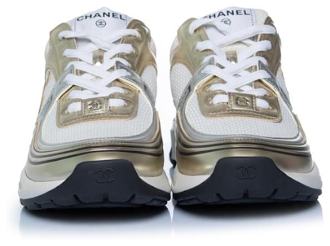 Chanel, CC runner in oro e argento con mesh Bianco D'oro - vista 5