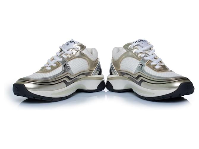 Chanel, CC runner in oro e argento con mesh Bianco D'oro - vista 6