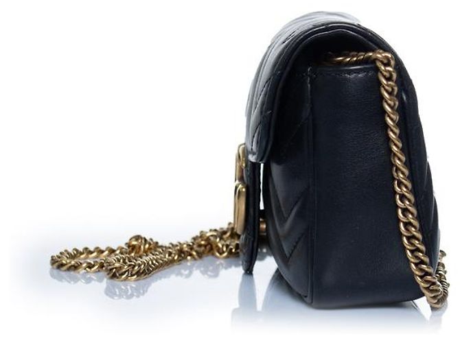 Gucci, Borsa mini marmont in pelle nera Nero - vista 4