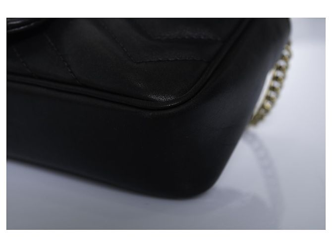 Gucci, Borsa mini marmont in pelle nera Nero - vista 8