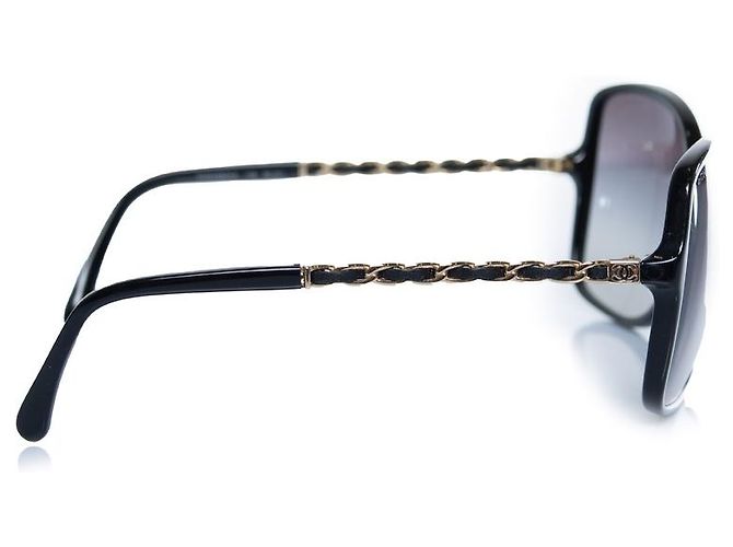 Chanel, gafas de sol cuadradas negras con cadena Negro - vista 3