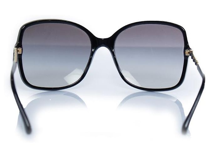 Chanel, gafas de sol cuadradas negras con cadena Negro - vista 4