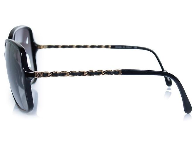 Chanel, gafas de sol cuadradas negras con cadena Negro - vista 5