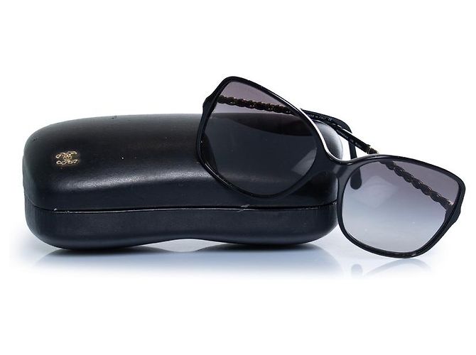 Chanel, gafas de sol cuadradas negras con cadena Negro - vista 6