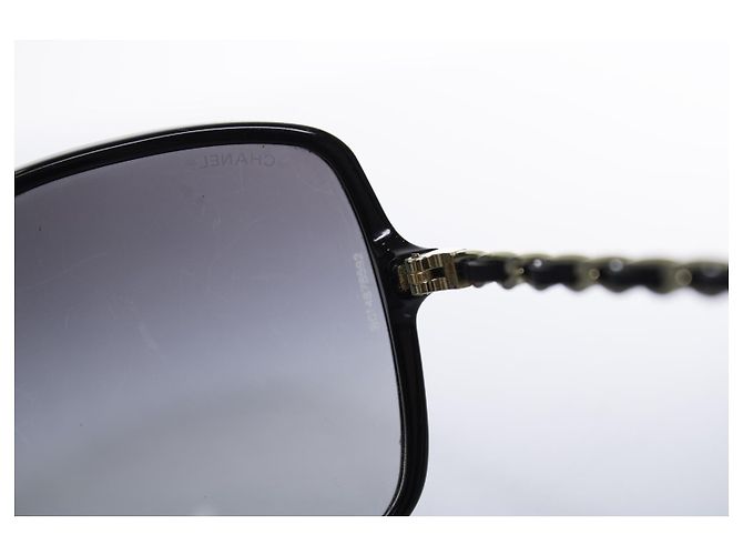 Chanel, gafas de sol cuadradas negras con cadena Negro - vista 7