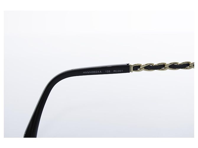 Chanel, gafas de sol cuadradas negras con cadena Negro - vista 9