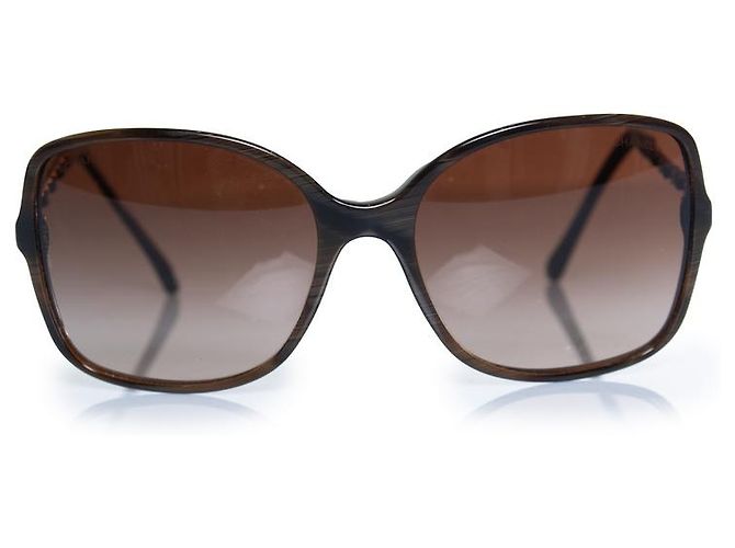 Chanel, gafas de sol cuadradas marrones con cadena Castaño - vista 2