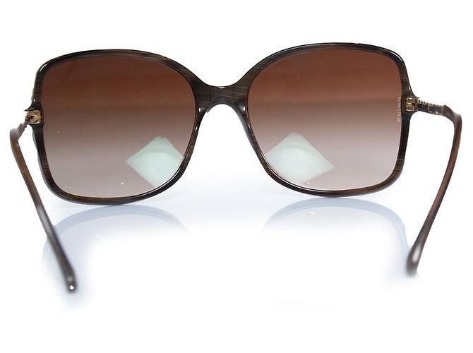 Chanel, gafas de sol cuadradas marrones con cadena Castaño - vista 5