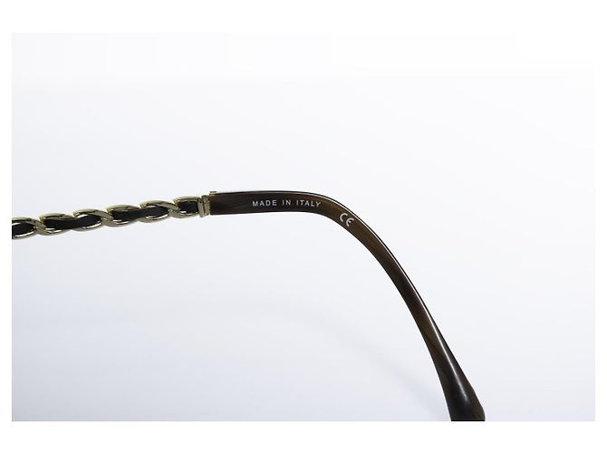 Chanel, gafas de sol cuadradas marrones con cadena Castaño - vista 7