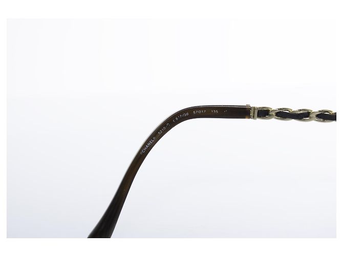 Chanel, gafas de sol cuadradas marrones con cadena Castaño - vista 8