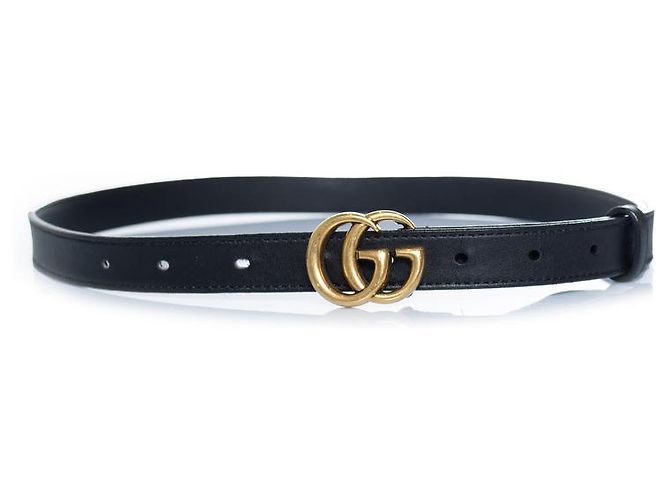 Gucci, schmaler Ledergürtel GG in Schwarz - Ansicht 2