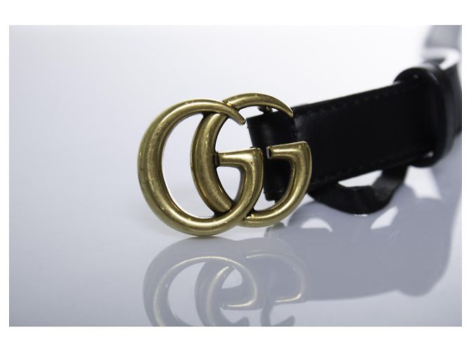 Gucci, schmaler Ledergürtel GG in Schwarz - Ansicht 3