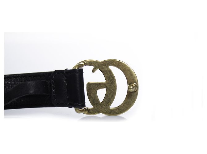 Gucci, schmaler Ledergürtel GG in Schwarz - Ansicht 6