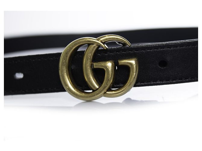 Gucci, schmaler Ledergürtel GG in Schwarz - Ansicht 7
