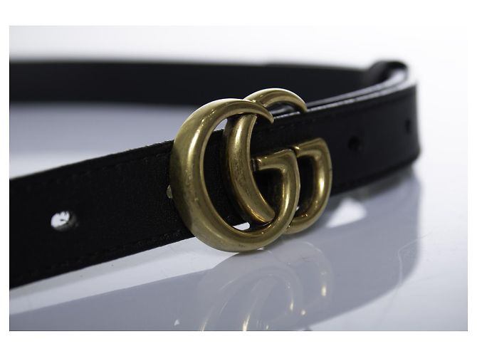 Gucci, schmaler Ledergürtel GG in Schwarz - Ansicht 8