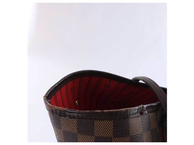 Borsa a tracolla Louis Vuitton Neverfull MM Damier Ebene Marrone N51105 Rosso - vista 11