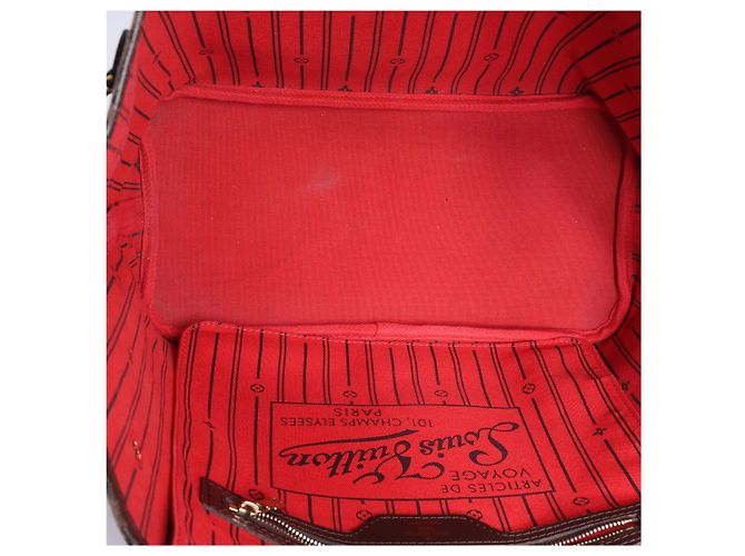 Borsa a tracolla Louis Vuitton Neverfull MM Damier Ebene Marrone N51105 Rosso - vista 13
