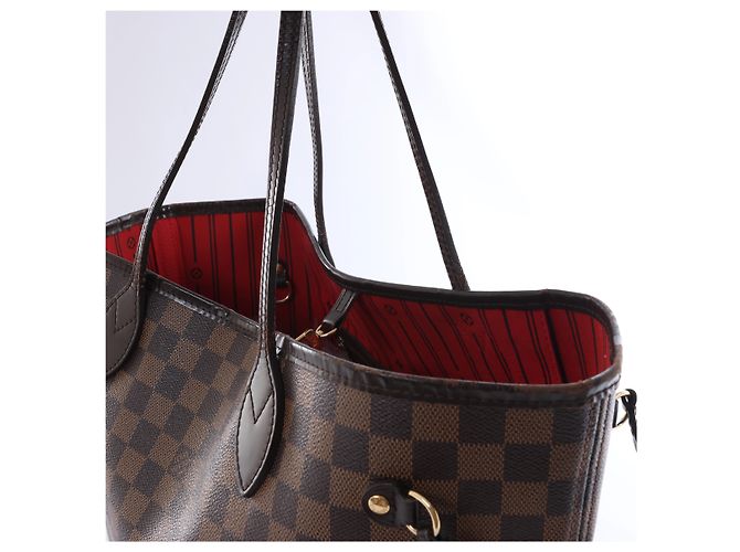 Borsa a tracolla Louis Vuitton Neverfull MM Damier Ebene Marrone N51105 Rosso - vista 3