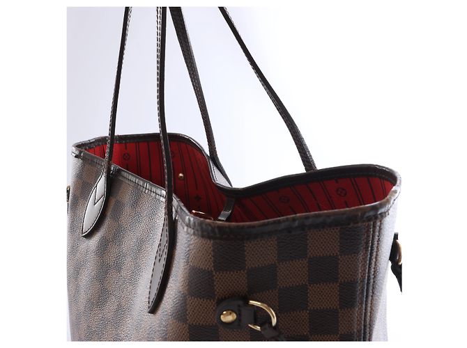 Borsa a tracolla Louis Vuitton Neverfull MM Damier Ebene Marrone N51105 Rosso - vista 5