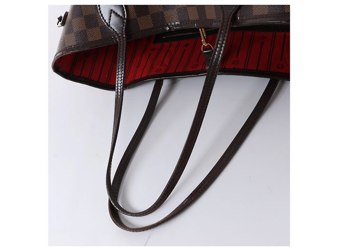 Borsa a tracolla Louis Vuitton Neverfull MM Damier Ebene Marrone N51105 Rosso - vista 7