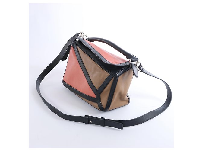 Bolso Loewe Puzzle Small de piel, bolso de mano 2 formas en negro x rosa - vista 2