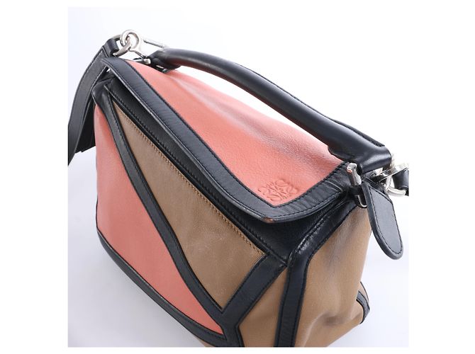 Bolso Loewe Puzzle Small de piel, bolso de mano 2 formas en negro x rosa - vista 3