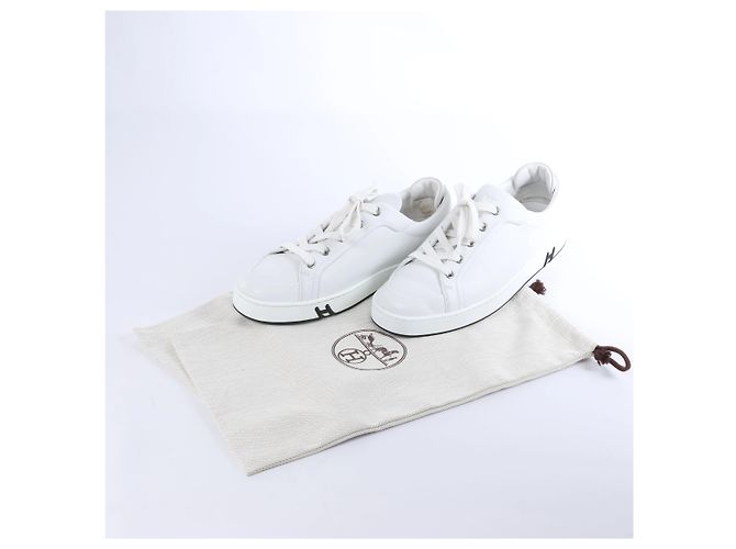 Sneakers Hermès in pelle di capretto bianca 38 251075Z - vista 3