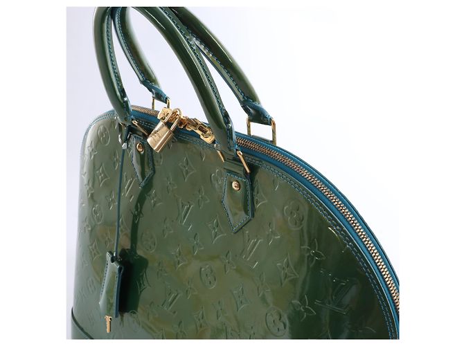 Borsa Louis Vuitton Vernis Alma GM Green M93628 Blu - vista 3