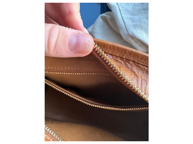 Borsa a mano Loewe Amazona 28 in pelle di struzzo Marrone Cammello - vista 12