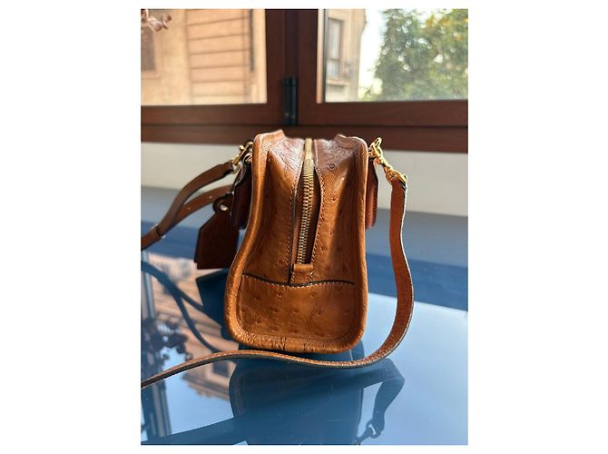 Borsa a mano Loewe Amazona 28 in pelle di struzzo Marrone Cammello - vista 4