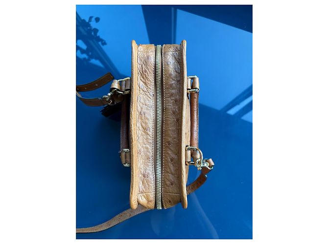 Borsa a mano Loewe Amazona 28 in pelle di struzzo Marrone Cammello - vista 5