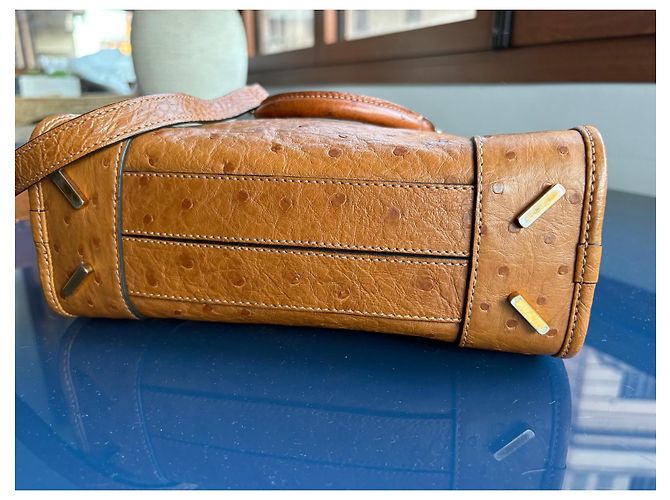 Borsa a mano Loewe Amazona 28 in pelle di struzzo Marrone Cammello - vista 7