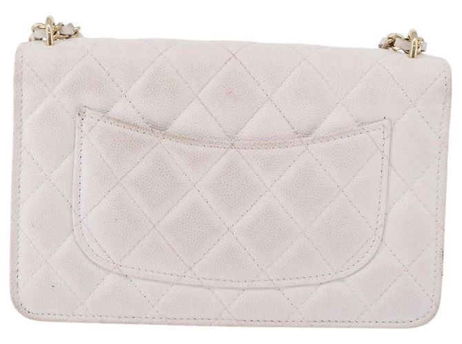 Chanel Pocket Twins Wallet on Chain Quilted Caviar Bianco - vista 2