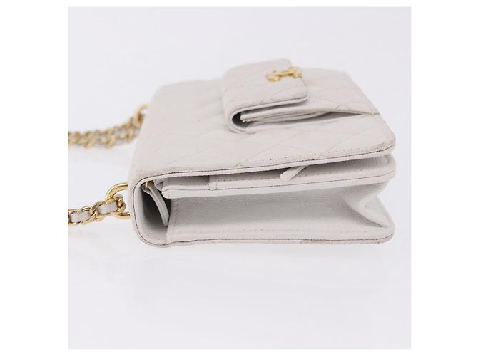 Chanel Pocket Twins Wallet on Chain Quilted Caviar Bianco - vista 4
