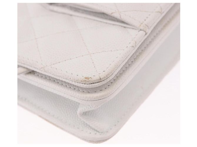 Chanel Pocket Twins Wallet on Chain Quilted Caviar Bianco - vista 7