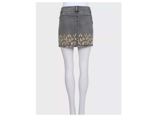 Timeless Chanel Minirock aus grauem Distressed-Denim - FR 36 gebraucht - Ansicht 3