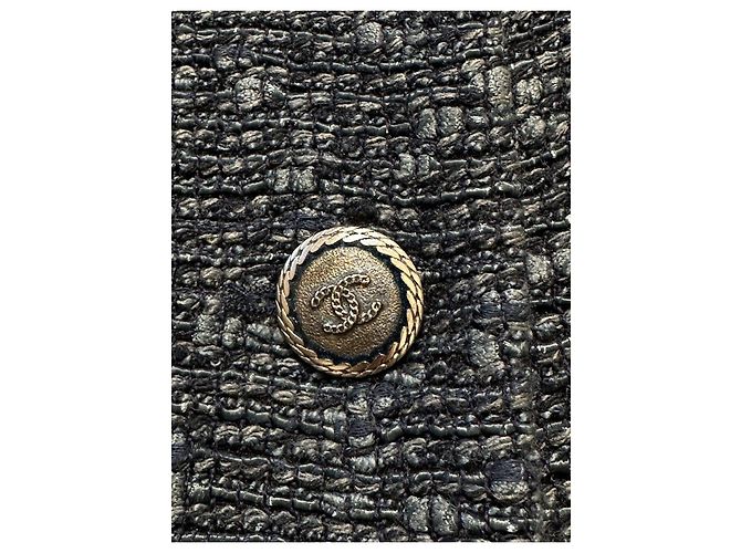 Timeless Chanel Spring 2012 Blue Tweed & Denim Belted Jacket FR 38 Pre-owned - view 4