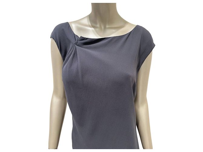 Vestido maxi Brunello Cucinelli de seda gris, espalda abierta, Sz.M, de segunda mano - vista 2