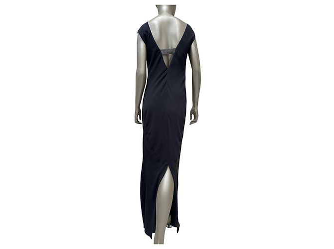Vestido maxi Brunello Cucinelli de seda gris, espalda abierta, Sz.M, de segunda mano - vista 6