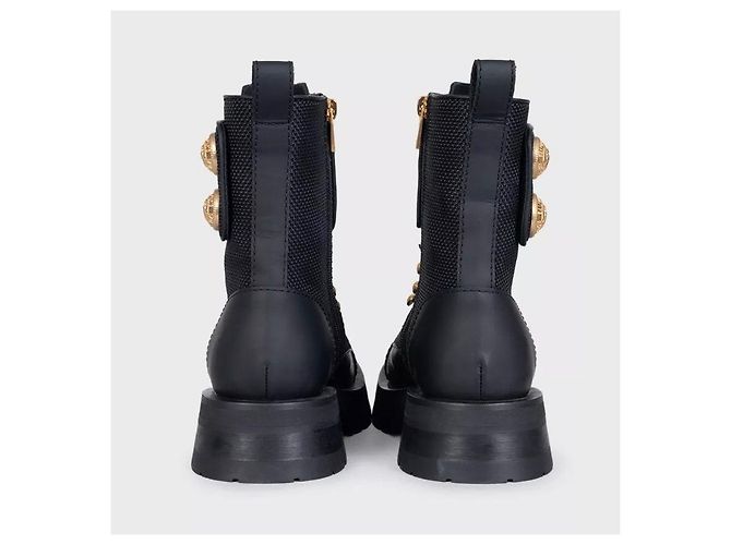 Balmain Leather Ankle Boots with Gold-Tone Buttons Sz.38 pre-owned - view 4