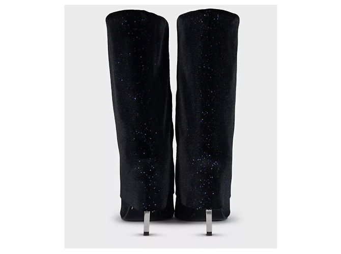 Stivaletti décolleté a punta con paillettes blu Balmain Sz.37 usati - vista 4