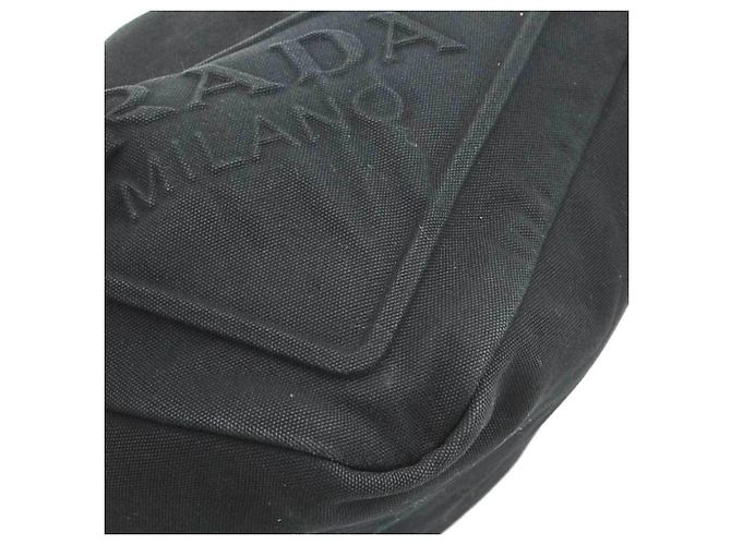 Borsa a tracolla Prada in tela nera Nero - vista 11