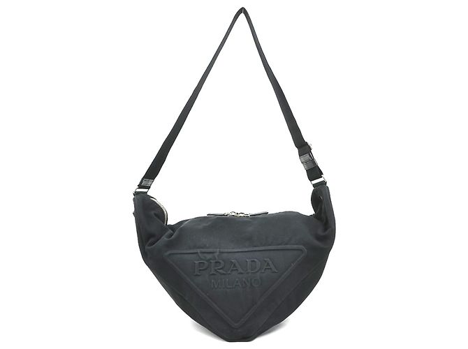 Borsa a tracolla Prada in tela nera Nero - vista 16