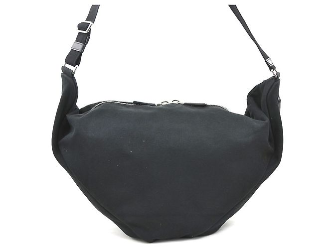 Borsa a tracolla Prada in tela nera Nero - vista 3
