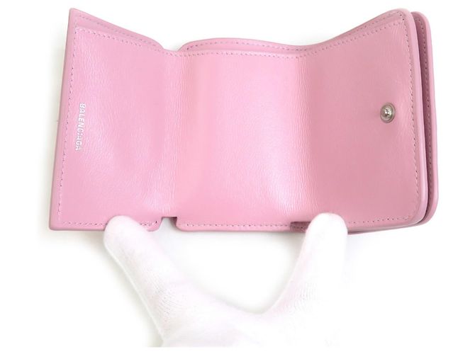 Portafoglio Tri-fold Balenciaga in pelle rosa - vista 3