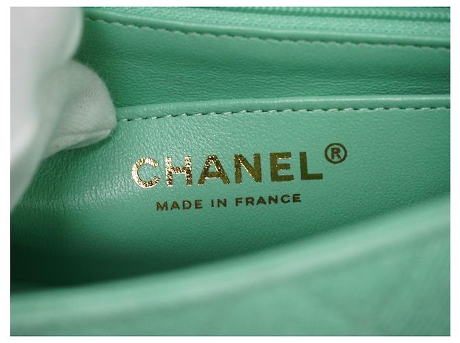 Chanel Classic Single Flap Top Handle Quilted Tweed Mini Verde - vista 4