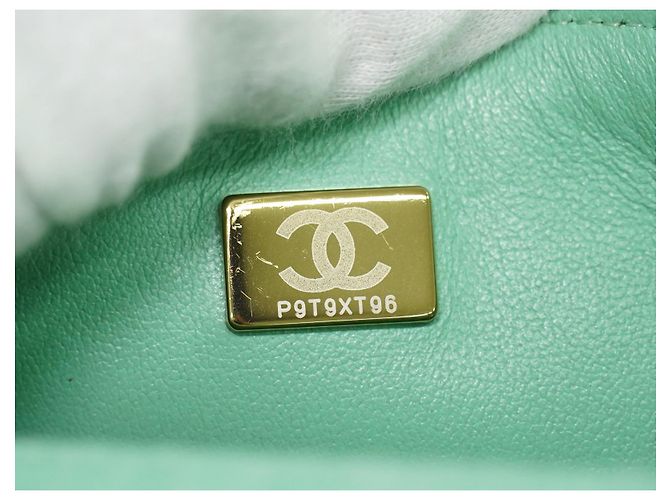 Chanel Classic Single Flap Top Handle Quilted Tweed Mini Verde - vista 5